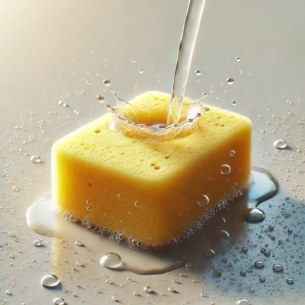 sponge absorbing water